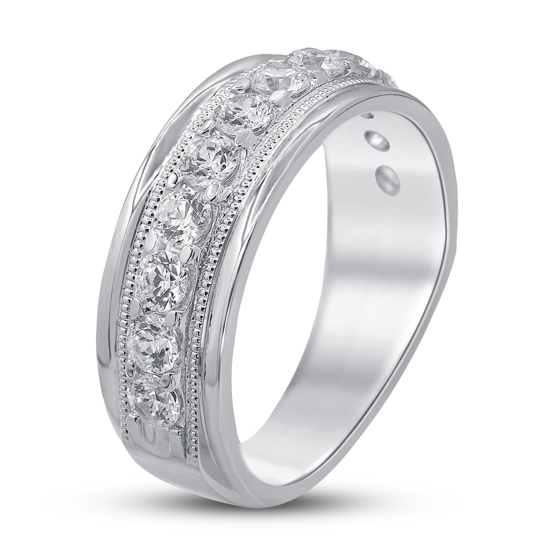 Men's Diamond Wedding Band 1-1/2 ct tw Round-cut White Gold Plated