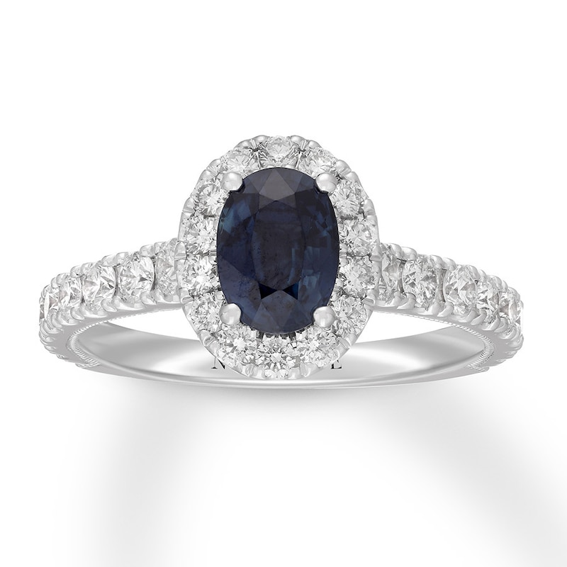 Neil Lane Oval-cut Sapphire Engagement Ring 7/8 ct tw Diamonds Gold Plated