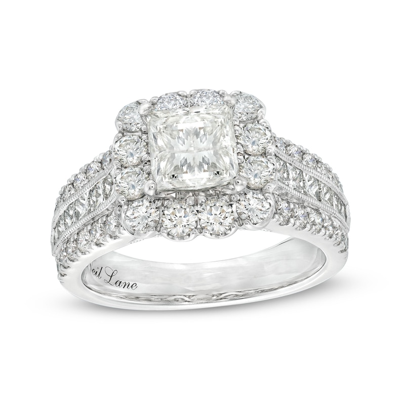 Neil Lane Princess-cut Diamond Engagement Ring 3 ct tw White Gold Plated