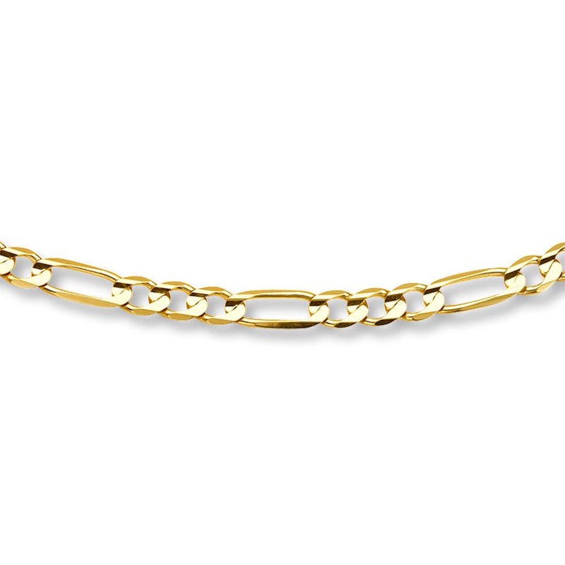 Solid Figaro Necklace Yellow Gold Plated 24