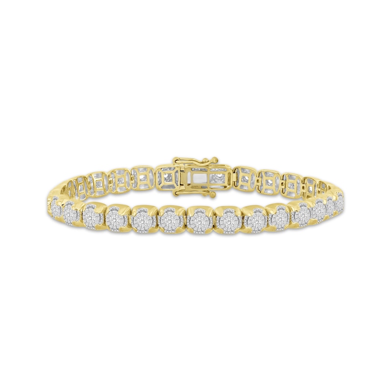 Men's Multi-Diamond Cupped Link Bracelet 1-1/4 ct tw Yellow Gold Plated 8.5