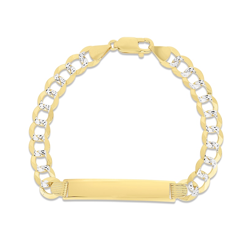 Solid Curb Chain ID Bracelet Two-Tone Gold Plated 8.5
