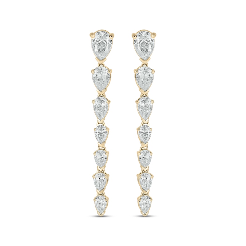 Pear-Shaped Diamond Graduated Drop Earrings 1-7/8 ct tw Yellow Gold Plated
