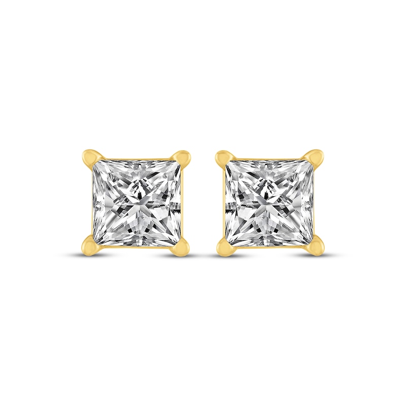Princess-Cut Diamond Solitaire Stud Earrings 1-1/2 ct tw Yellow Gold Plated