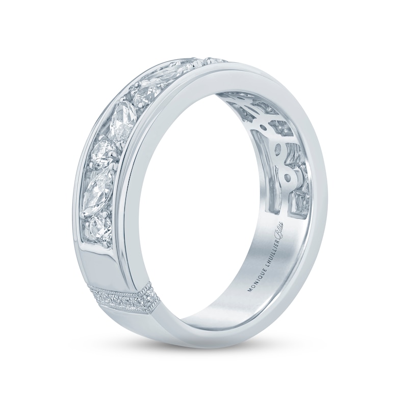 Monique Lhuillier Bliss Men's Diamond Wedding Band 1-1/2 ct tw Marquise & Round-cut White Gold Plated