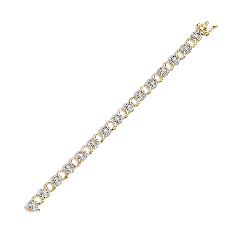 Lab-Created Diamonds by Circle Link Bracelet 2 ct tw Yellow Gold Plated 7