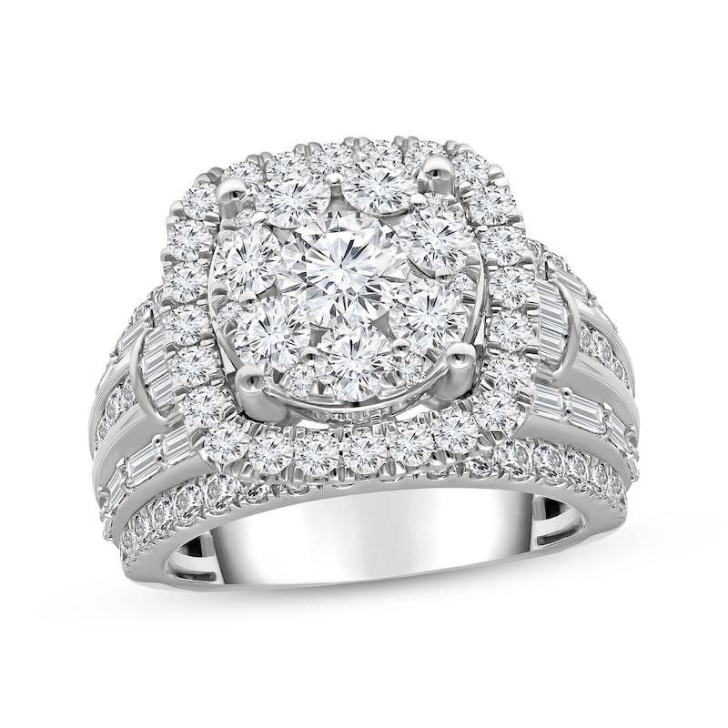 Lab-Created Diamonds by Multi-Diamond Center Engagement Ring 4 ct tw Round-cut White Gold Plated