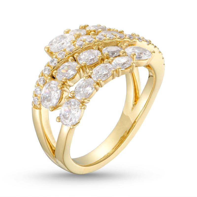 Diamond Bypass Ring 2-1/4 ct tw Oval & Round-cut Yellow Gold Plated