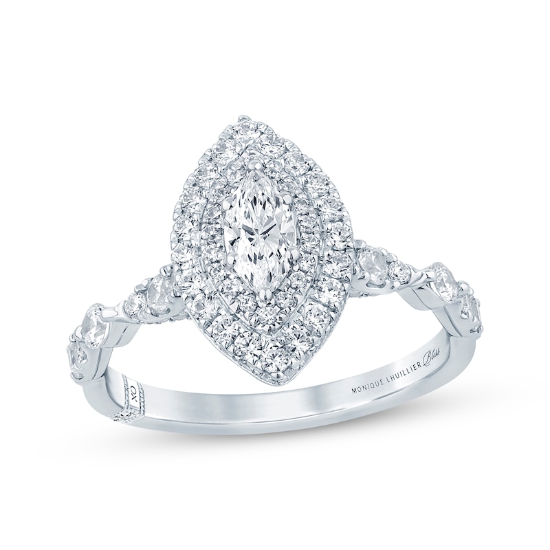 Monique Lhuillier Bliss Marquise-Cut Diamond Engagement Ring 1-1/8 ct tw White Gold Plated