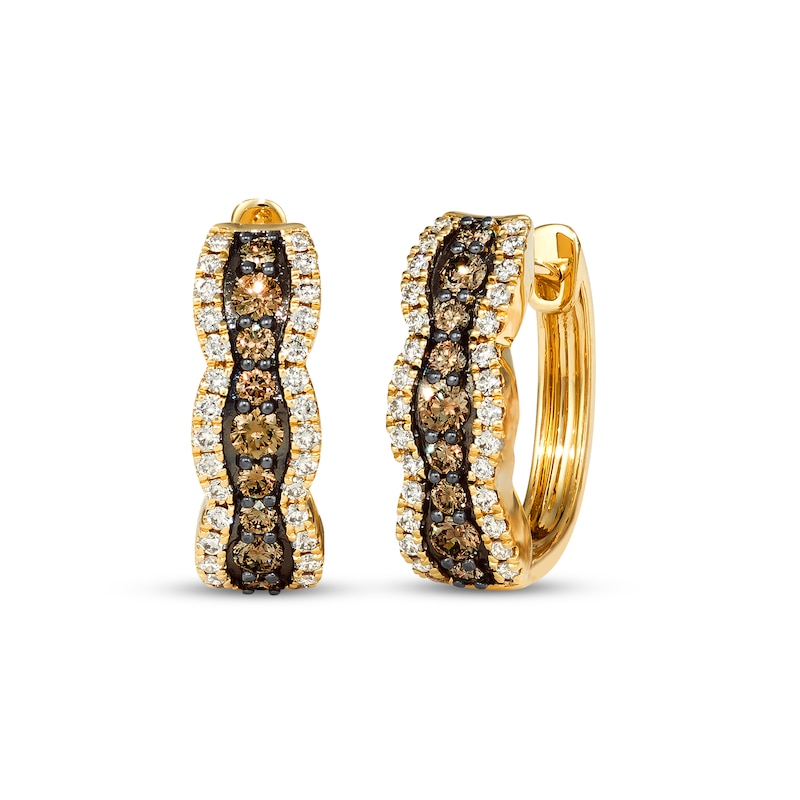 Le Vian Chocolate Waterfall Diamond Hoop Earrings 1 ct tw Honey Gold Plated