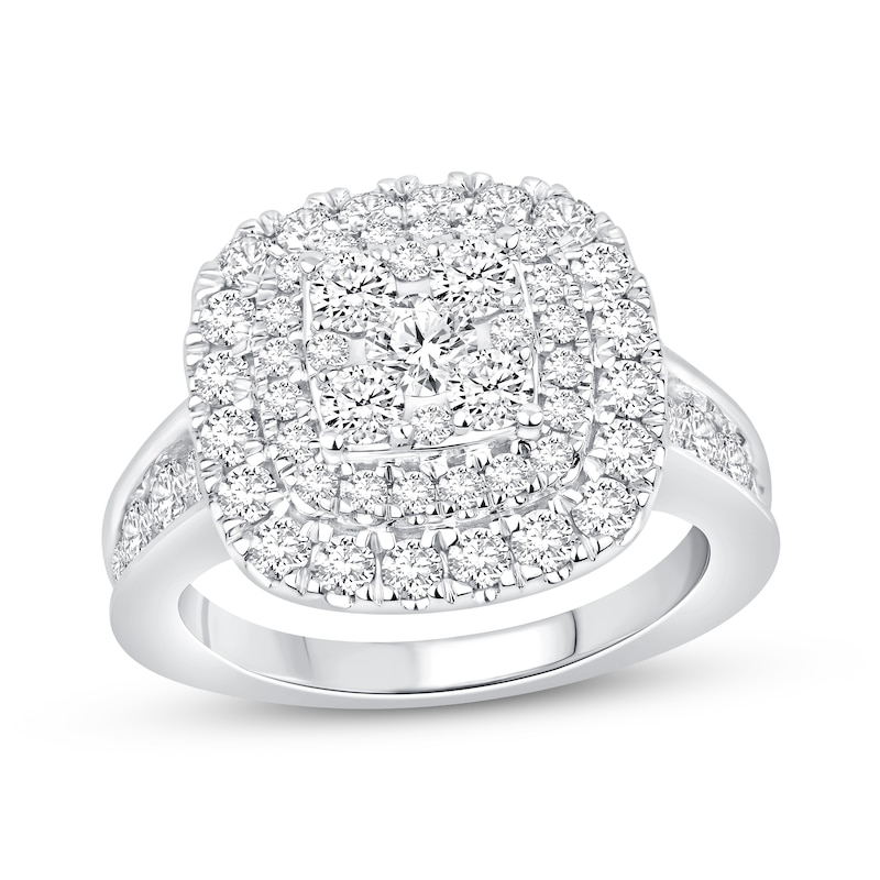 Diamond Engagement Ring 2 ct tw Round-cut White Gold Plated