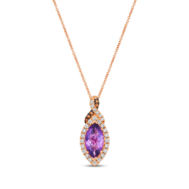 Le Vian Chocolate Twist Amethyst Necklace 1/3 ct tw Diamonds Strawberry Gold Plated 19