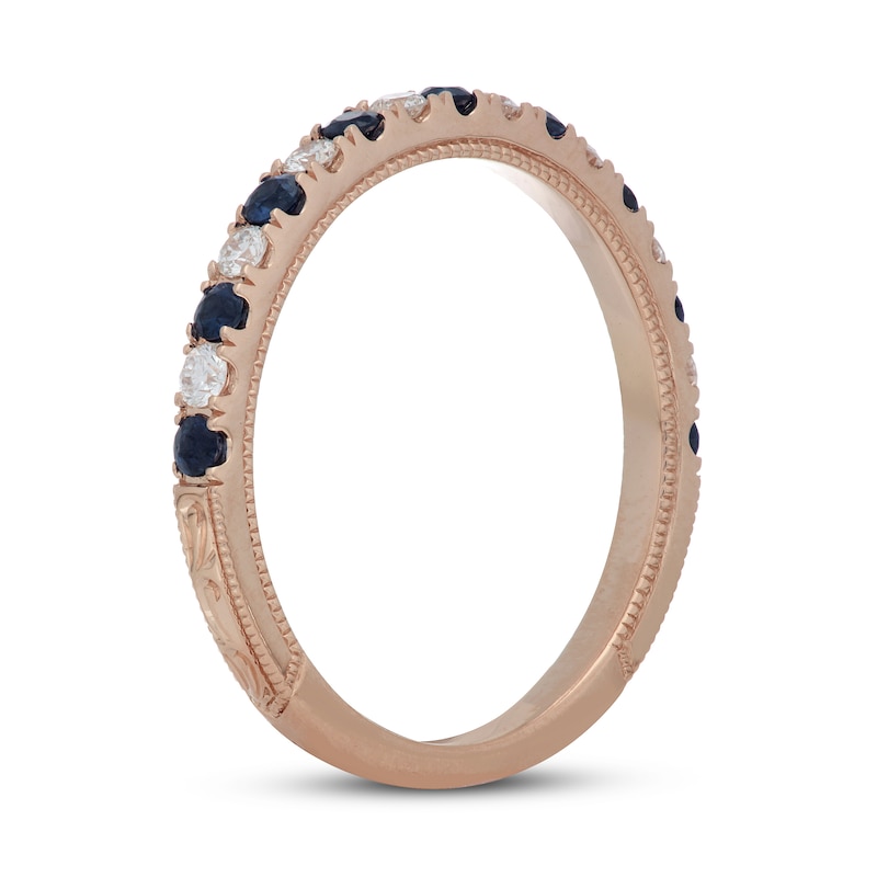 Neil Lane Blue Sapphire & Diamond Anniversary Ring 1/5 ct tw Rose Gold Plated