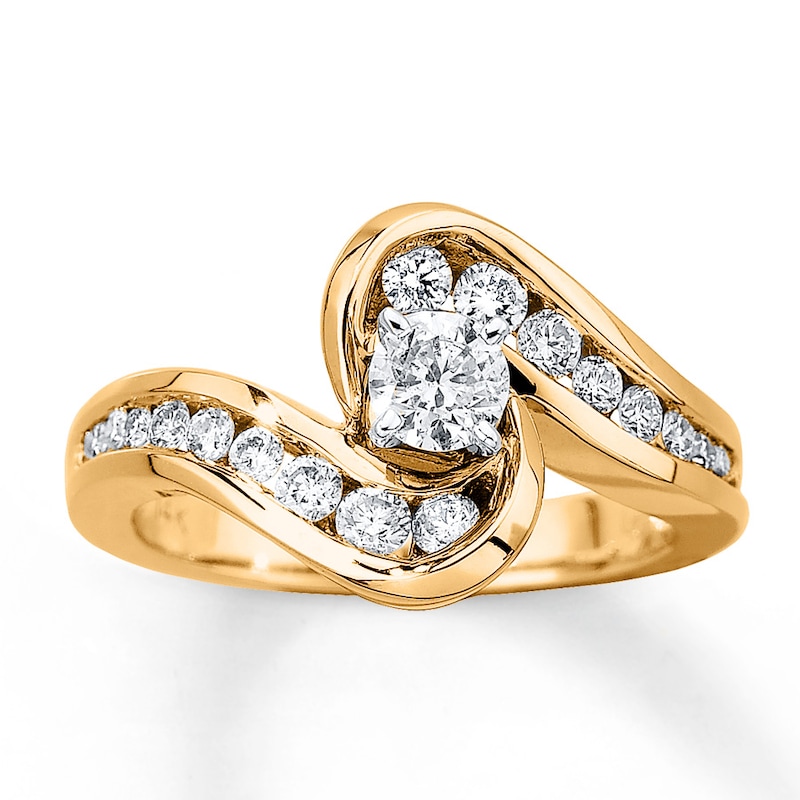 Diamond Engagement Ring 3/4 ct tw Round-cut Two-Tone Gold Plated