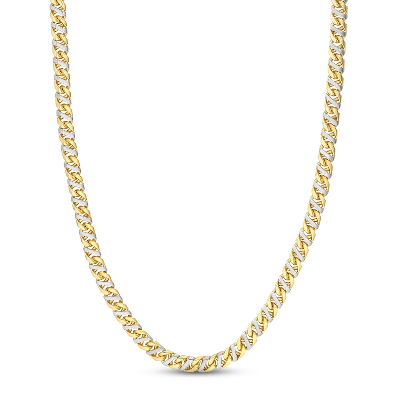 Solid Mariner Link Chain Necklace Two-Tone Gold Plated 22