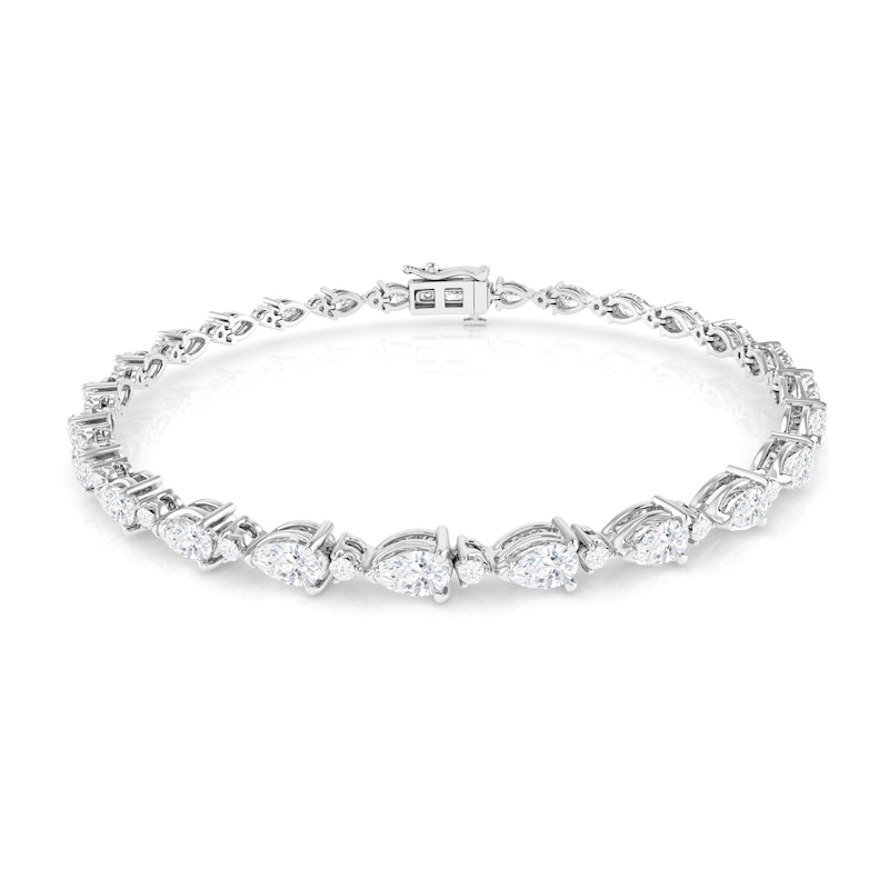 Diamond Tennis Bracelet 5-1/2 ct tw Pear & Round-cut White Gold Plated 7.5