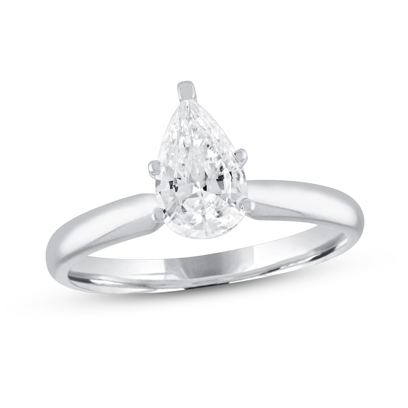 Diamond Solitaire Engagement Ring 1 ct tw Pear-shaped White Gold Plated
