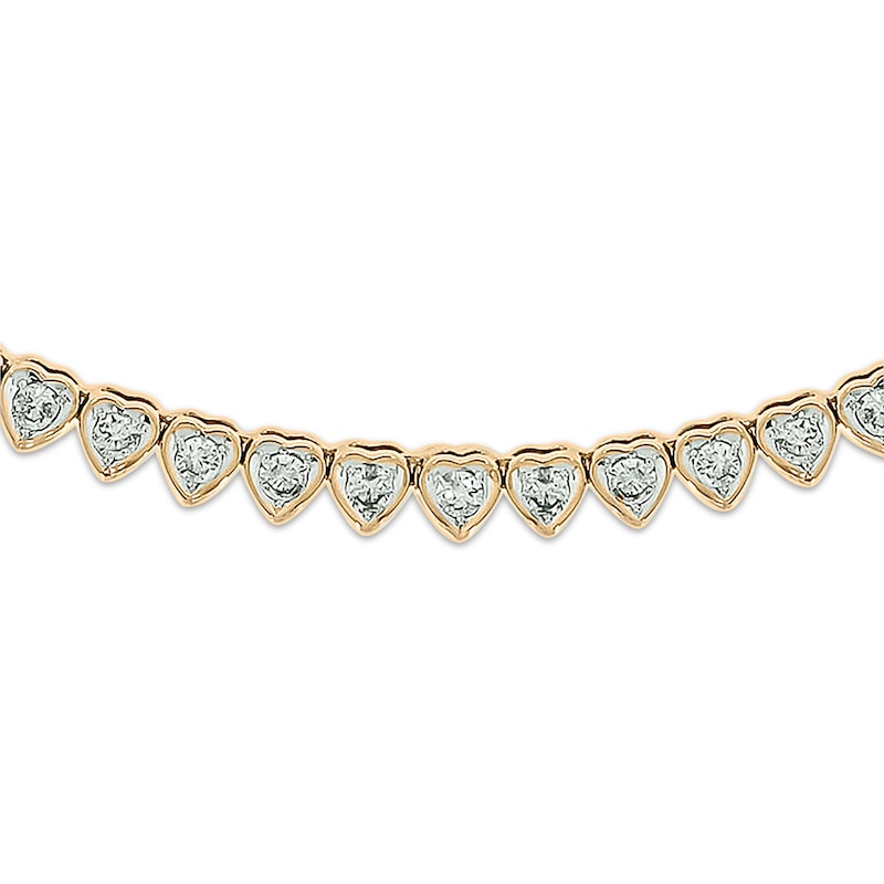 Diamond Heart Choker Necklace 4 ct tw Yellow Gold Plated 16