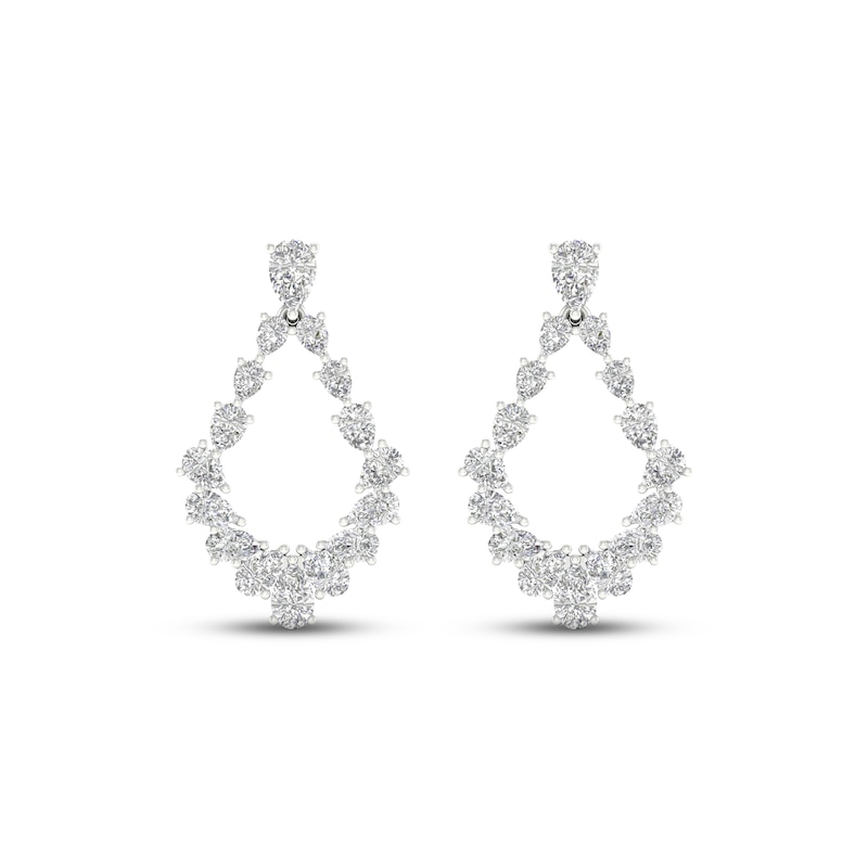 Diamond Teardrop Dangle Earrings 2 ct tw Pear-Shaped White Gold Plated