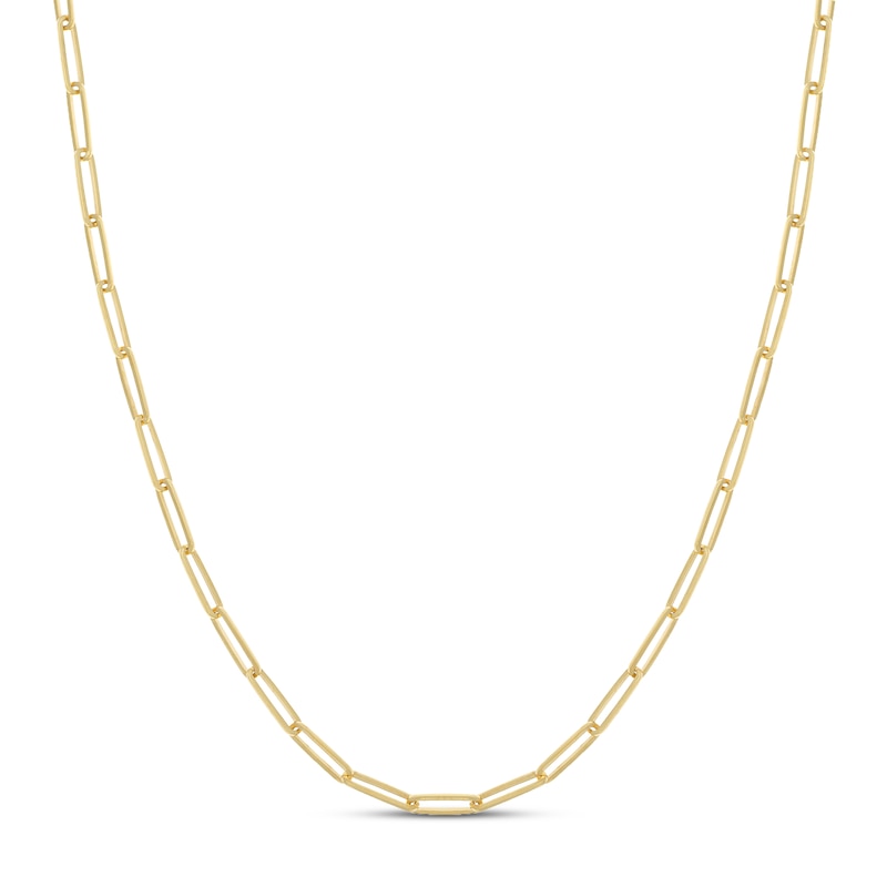 Solid Link Chain Necklace Yellow Gold Plated 24