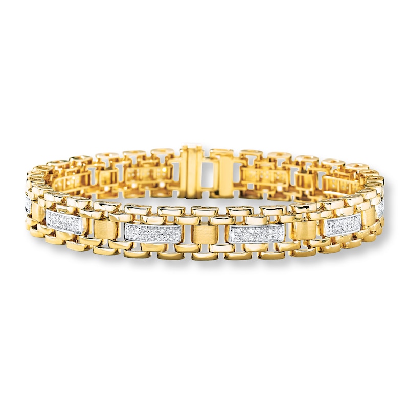 Men's Bracelet 3/4 ct tw Diamonds Yellow Gold Plated 8.25