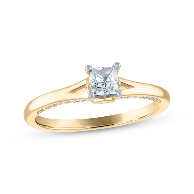 Princess-Cut Diamond Solitaire Engagement Ring 5/8 ct tw Yellow Gold Plated