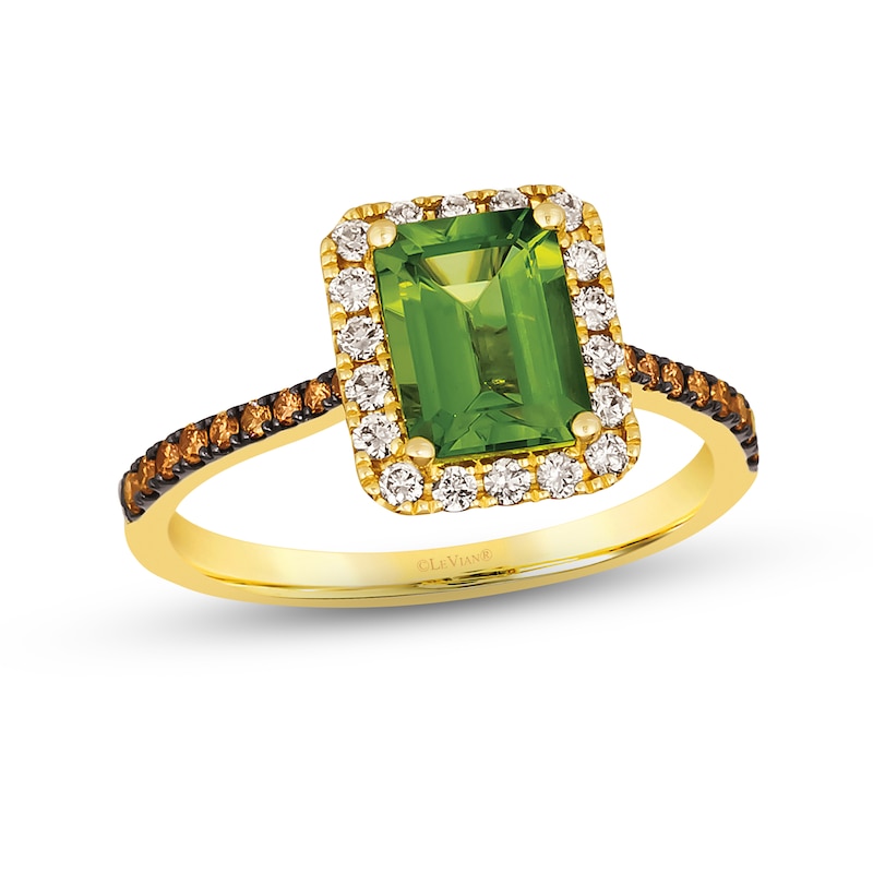 Le Vian Creme Brulee Peridot Ring 3/8 ct tw Diamonds Honey Gold Plated
