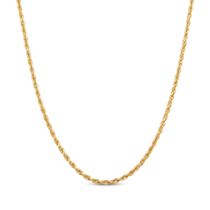 Solid Glitter Rope Chain Necklace 3mm Yellow Gold Plated 18