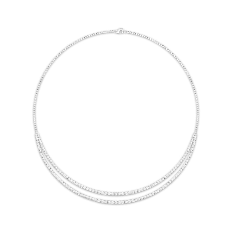 Lab-Created Diamonds by Double Strand Necklace 5 ct tw White Gold Plated 17