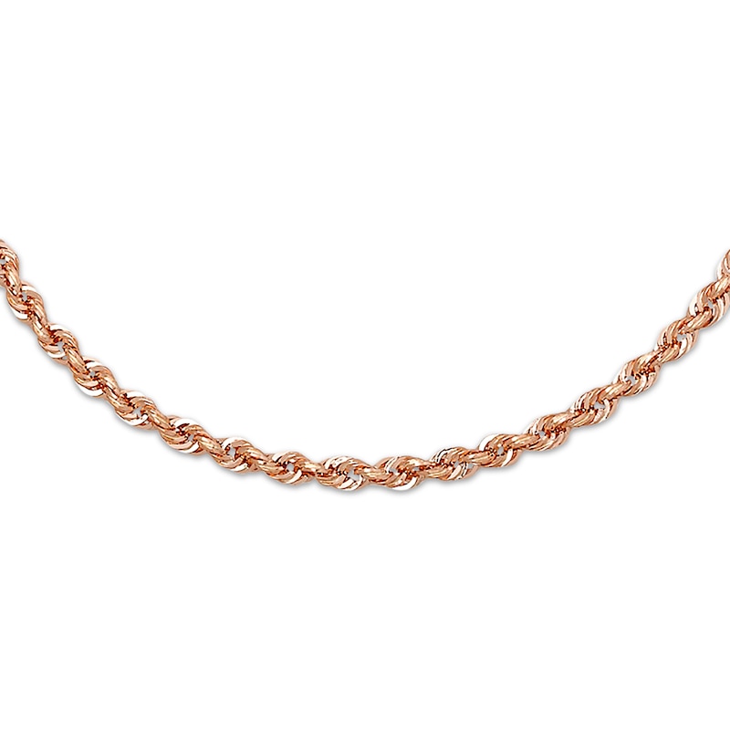 Semi-Solid Rope Necklace Rose Gold Plated 30