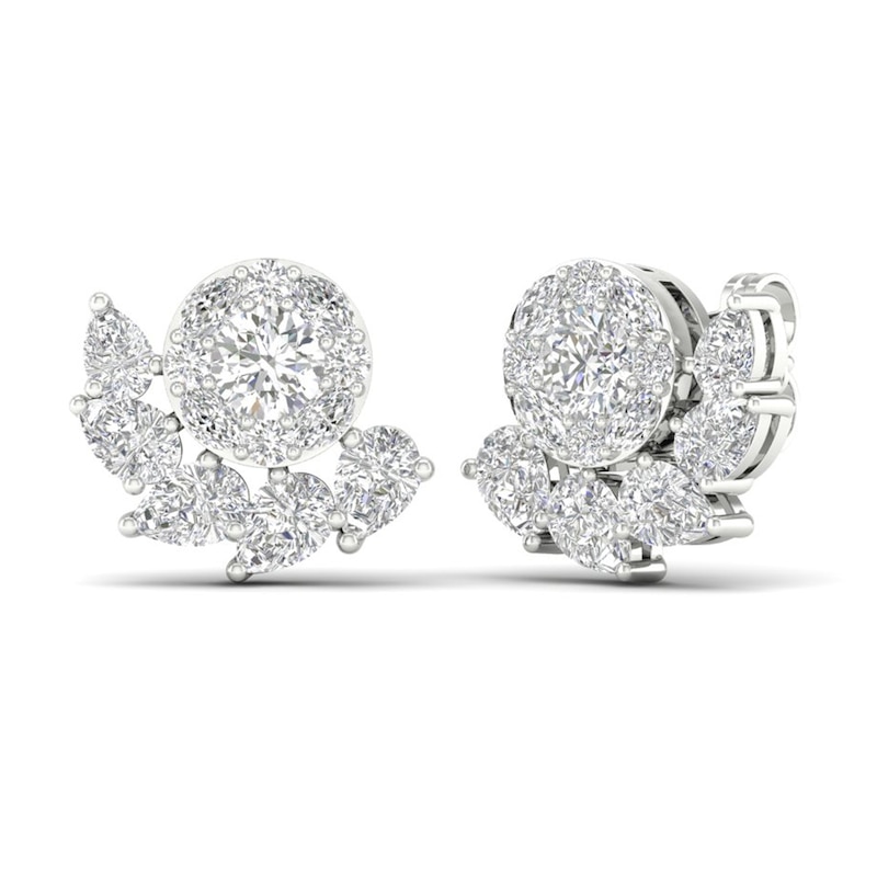Multi-Diamond Earrings 2 ct tw Pear, Marquise & Round-cut White Gold Plated