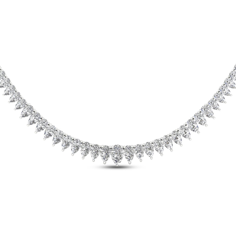 Diamond Riviera Necklace 7 ct tw Pear-Shaped White Gold Plated 18