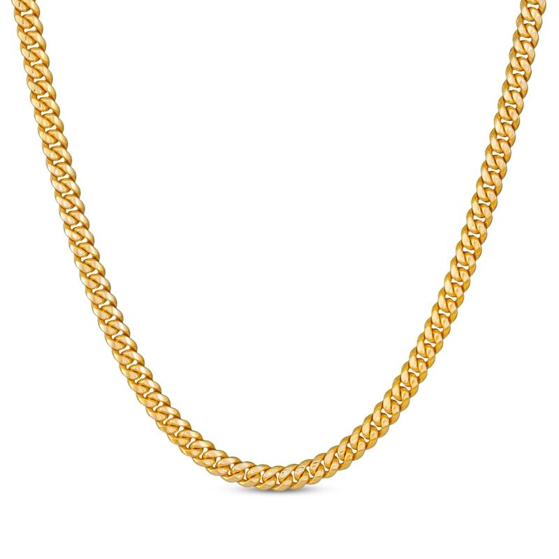 Solid Cuban Curb Chain Necklace 6.8mm Yellow Gold Plated 22