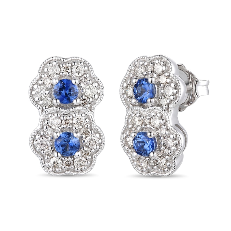 Le Vian Sapphire Earrings 1/3 ct tw Diamonds Vanilla Gold Plated