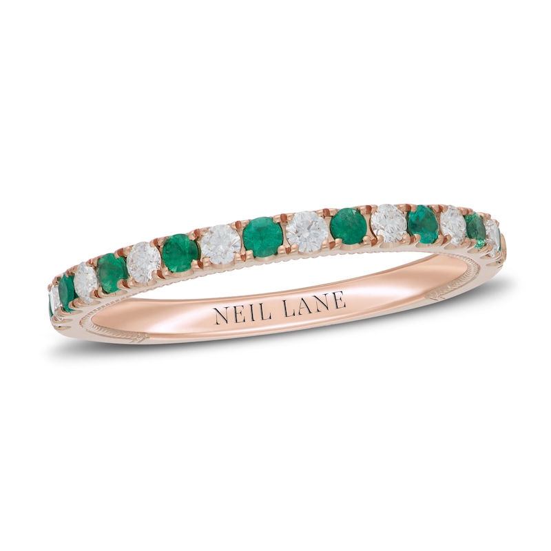Neil Lane Emerald & Diamond Anniversary Ring 1/5 ct tw Rose Gold Plated