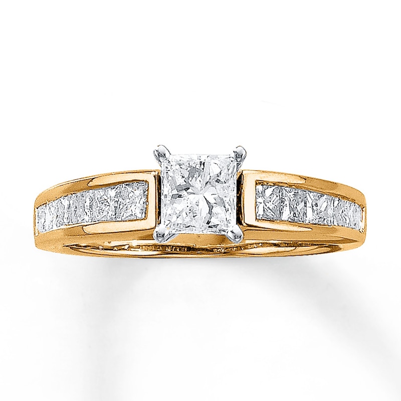 Diamond Engagement Ring 1-1/4 cttw Princess Two-Tone Gold Plated