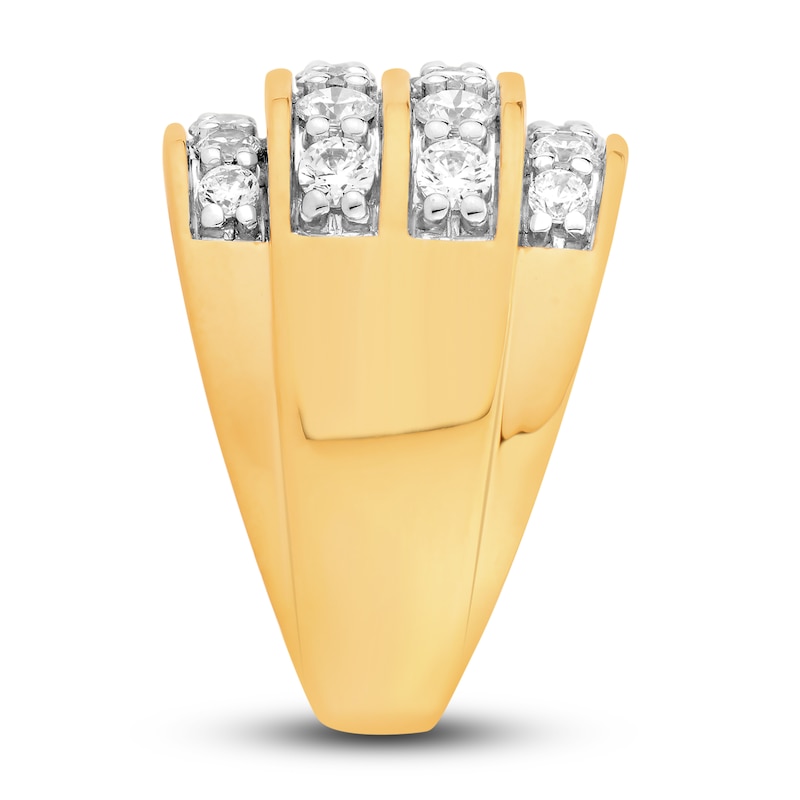 Men's Diamond Four-Row Ring 3 ct tw Round-cut Yellow Gold Plated