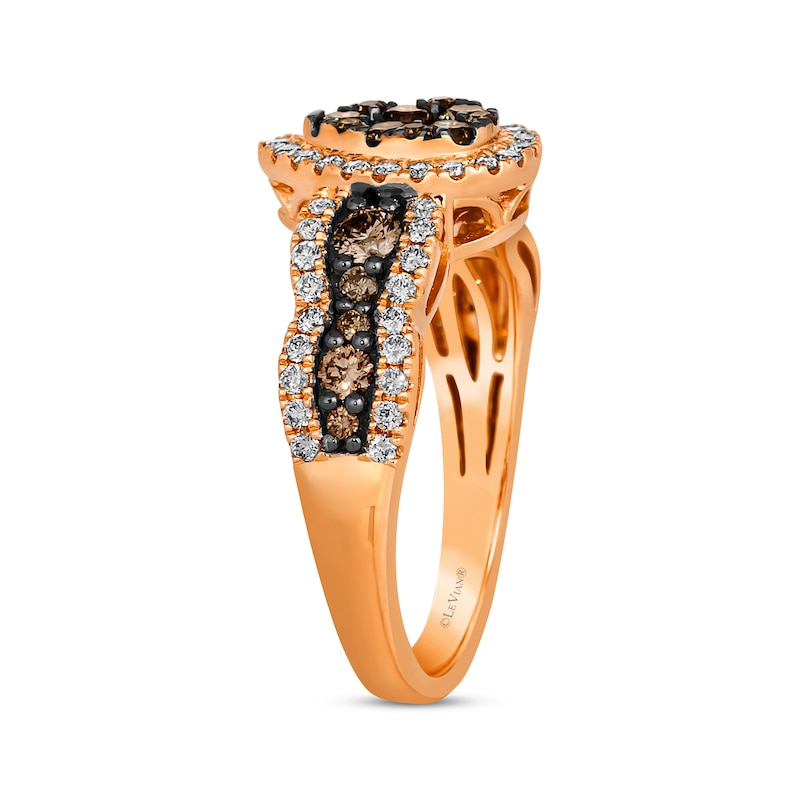 Le Vian Chocolate Waterfall Diamond Ring 1 ct tw Strawberry Gold Plated