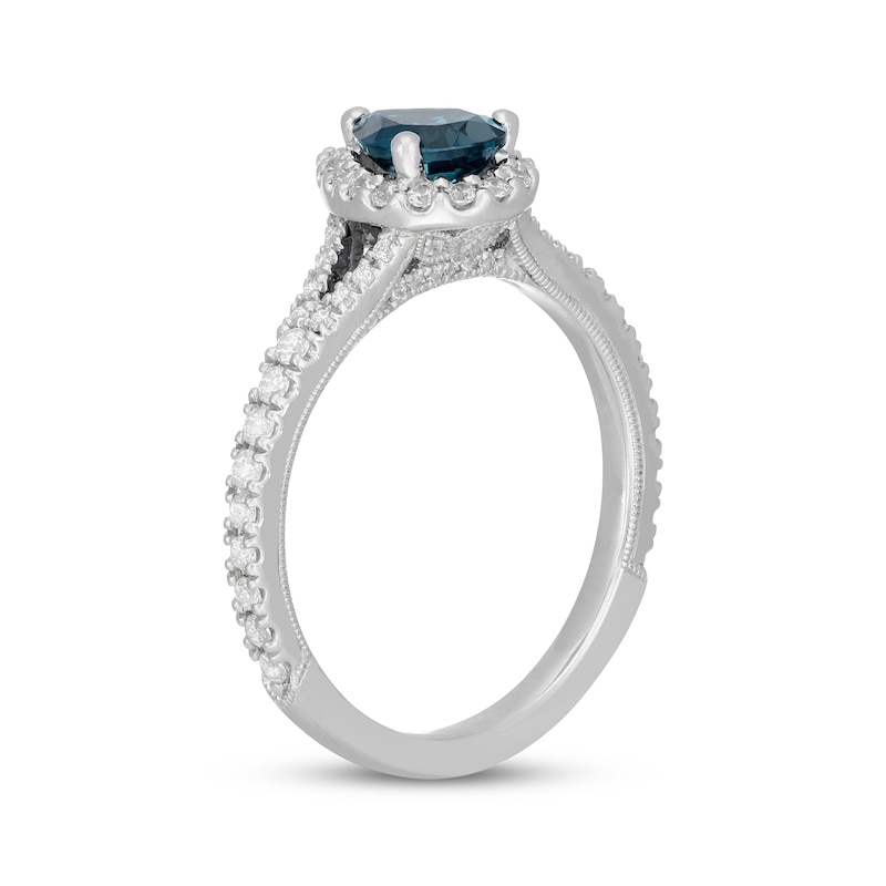 Neil Lane Pear-Shaped London Blue Topaz & Diamond Engagement Ring 1/2 ct tw White Gold Plated