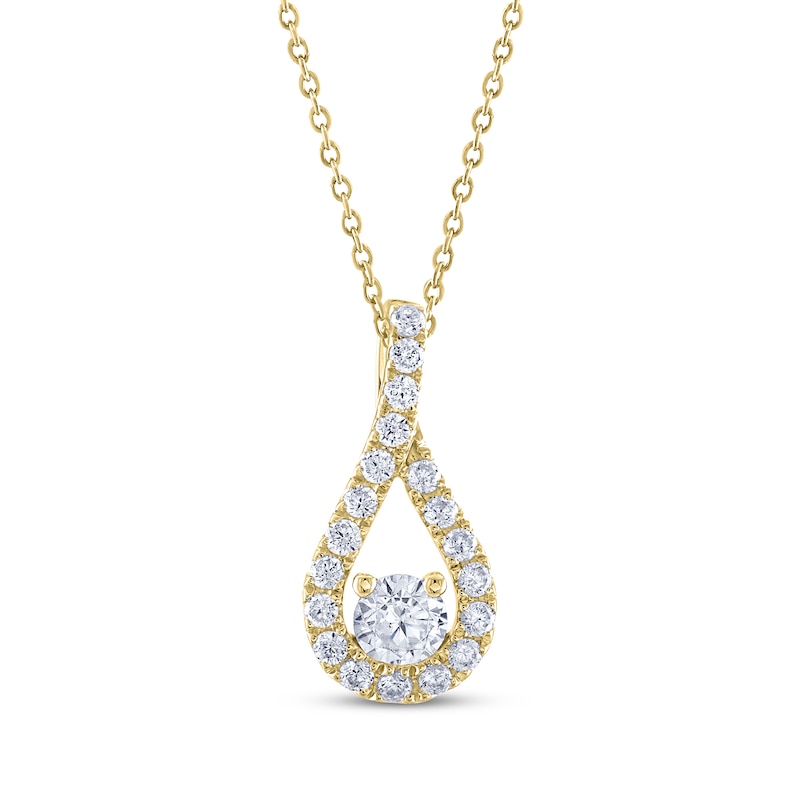 THE LEO Diamond Teardrop Twist Necklace 1/2 ct tw Yellow Gold Plated 19