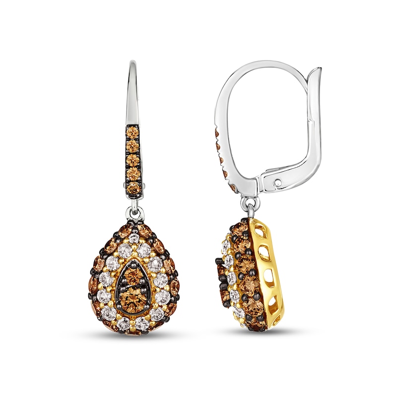 Le Vian Diamond Dangle Earrings 1-3/4 ct tw Two-Tone Gold Plated