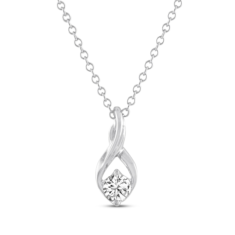 THE LEO Diamond Necklace 1/3 ct tw Round-cut White Gold Plated 19