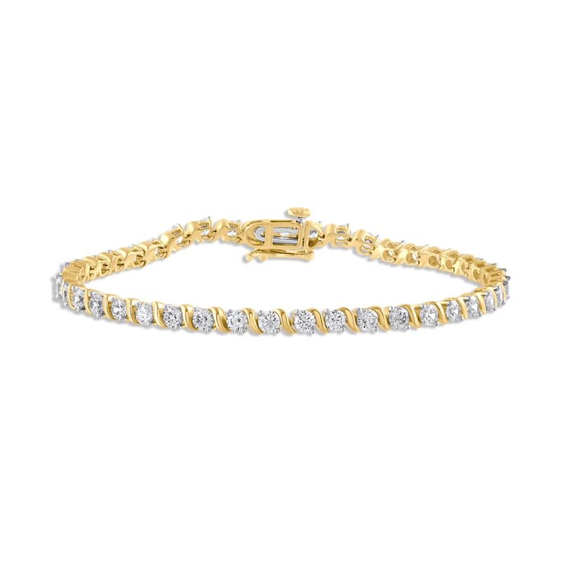 Diamond S-Link Tennis Bracelet 5 ct tw Yellow Gold Plated 7
