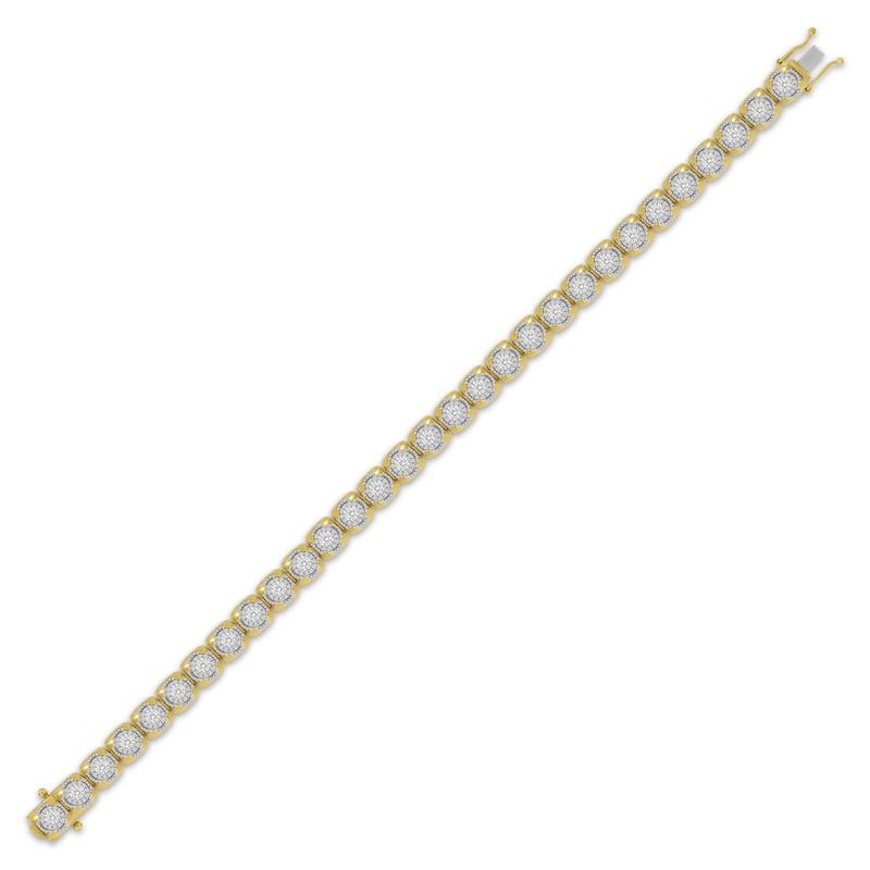 Men's Multi-Diamond Cupped Link Bracelet 1-1/4 ct tw Yellow Gold Plated 8.5