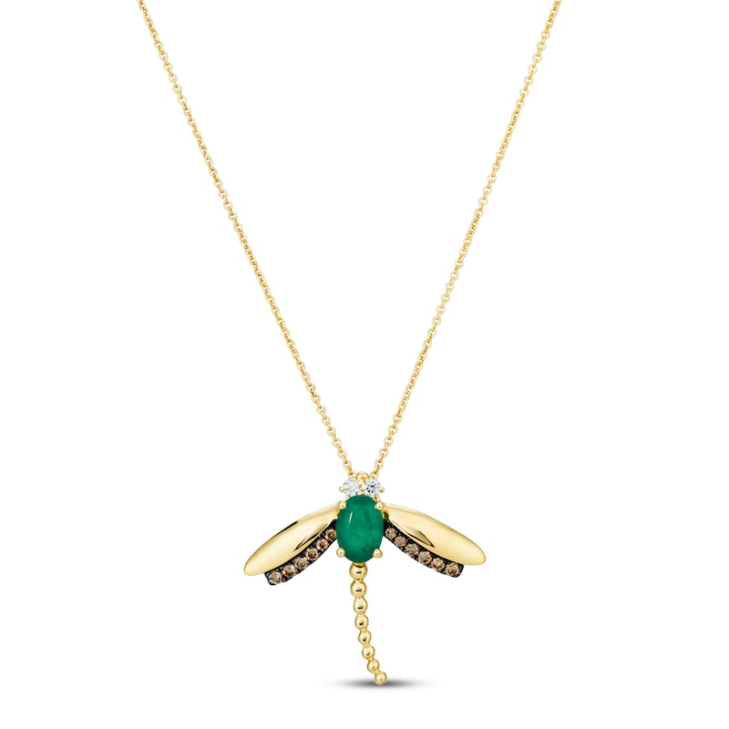 Le Vian Emerald Dragonfly Necklace 1/5 ct tw Diamonds Honey Gold Plated 18