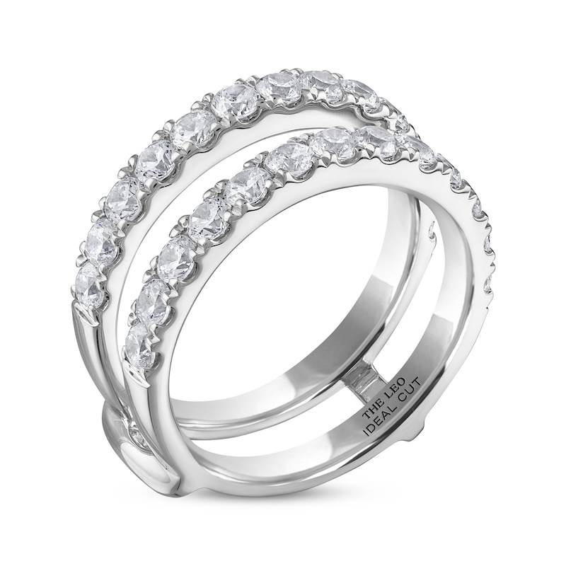 THE LEO Ideal Cut Round-Cut Diamond Enhancer Ring 1-1/2 ct tw White Gold Plated
