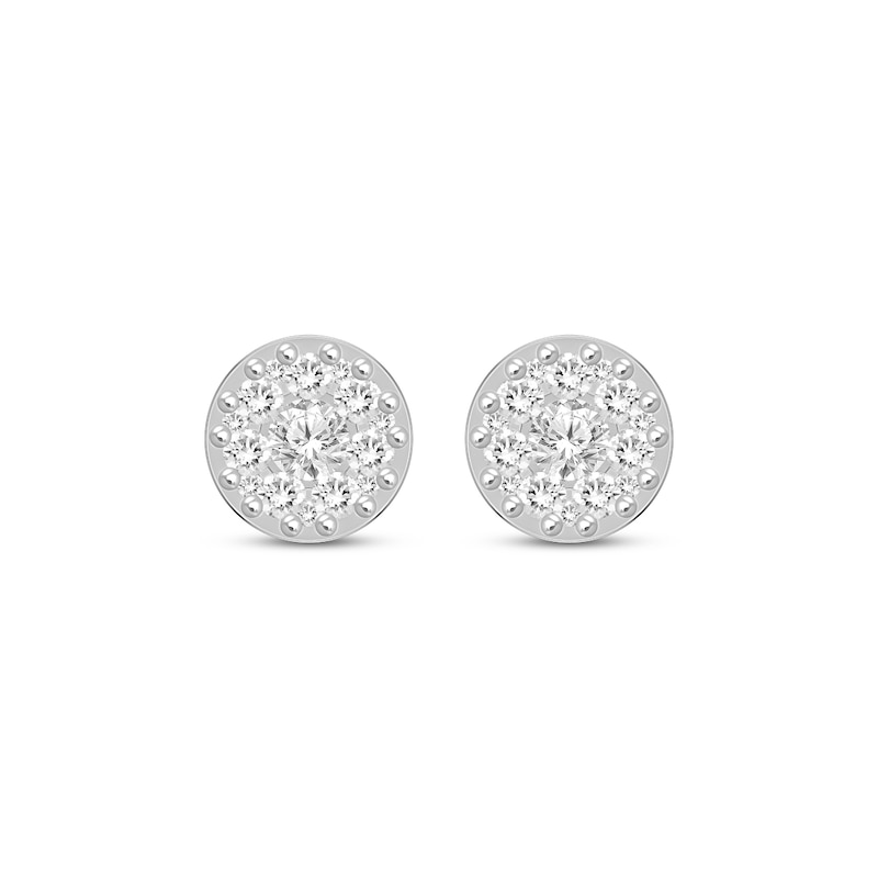 Men's Diamond Double Row Stud Earrings 1/2 ct tw Round-cut Yellow Gold Plated