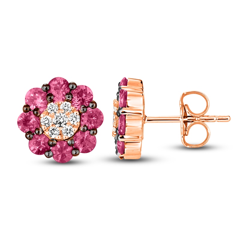 Le Vian Diamond & Ruby Stud Earrings 1/10 ct tw Diamonds Strawberry Gold Plated