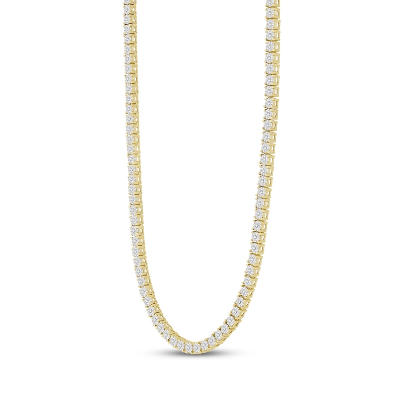 Men’s Round-Cut Diamond Tennis Necklace 3 ct tw Yellow Gold Plated 20”