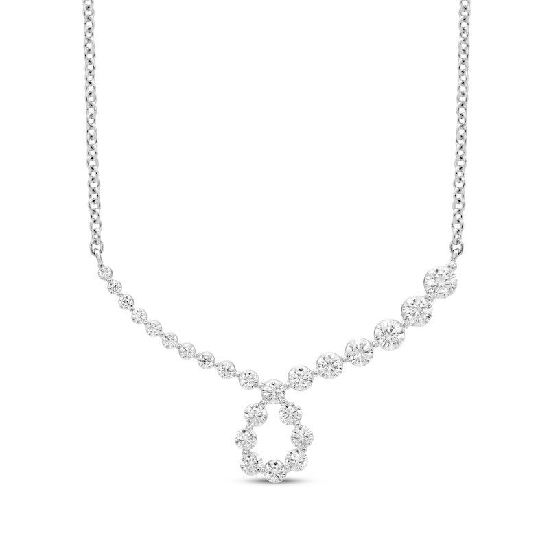 Diamond Loop Smile Necklace 1 ct tw White Gold Plated 18